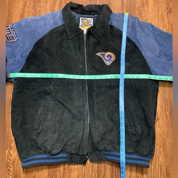 Vintage Leather Bomber Jacket NFL ST LOUIS RAMS Size 2XL - Picture 7 of 11